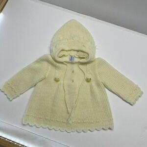 Vintage Neiman Marcus Baby Knit Sweater Yellow Pixie Hood Duckling Spain